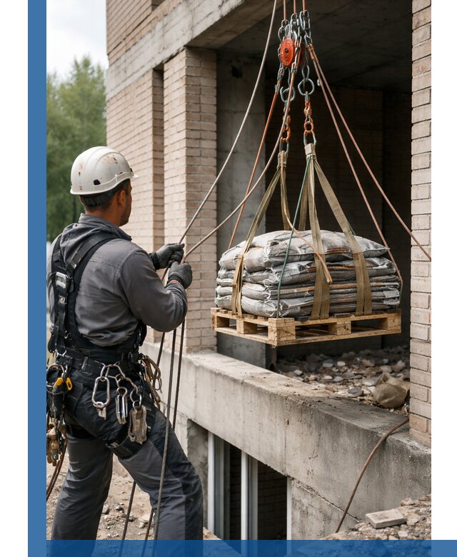 Подъем материалов на этаж веревками в Кондопоге оперативно