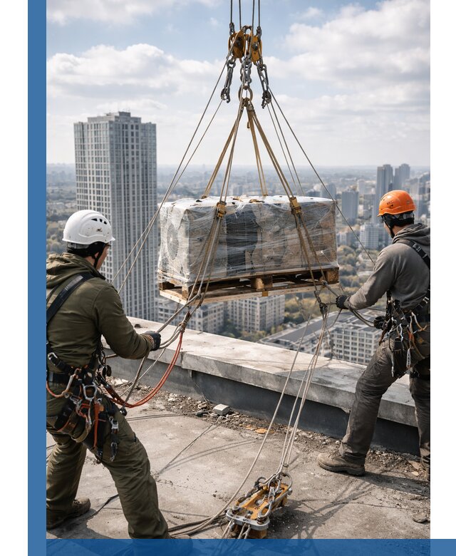 Подъем и монтаж крупногабаритных грузов на крышу в Кондопоге
