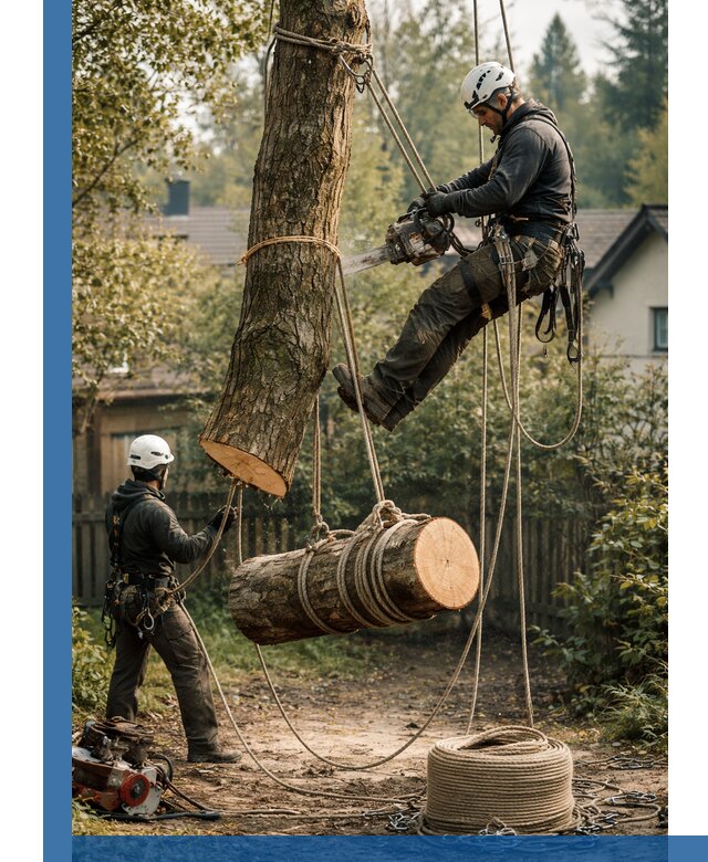 Валка деревьев частями в Кондопоге, безопасно и аккуратно
