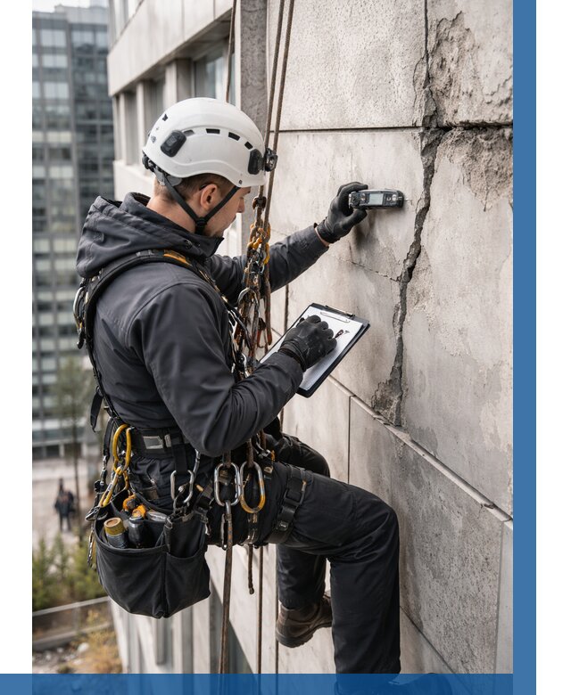 Обследование фасада альпинистами в Кондопоге от 122 р. | ВЫСОТНИК-Кнп