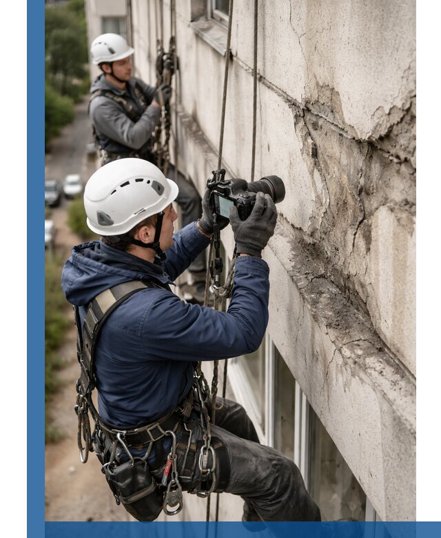 Фотофиксация дефектов фасада с высотной съемкой в Кондопоге