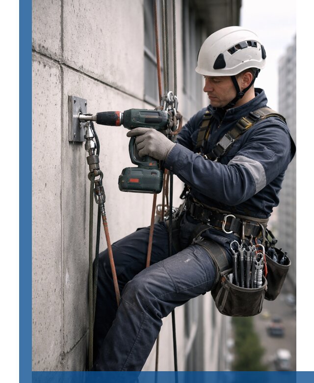 Установка анкерных точек для высотных работ в Кондопоге