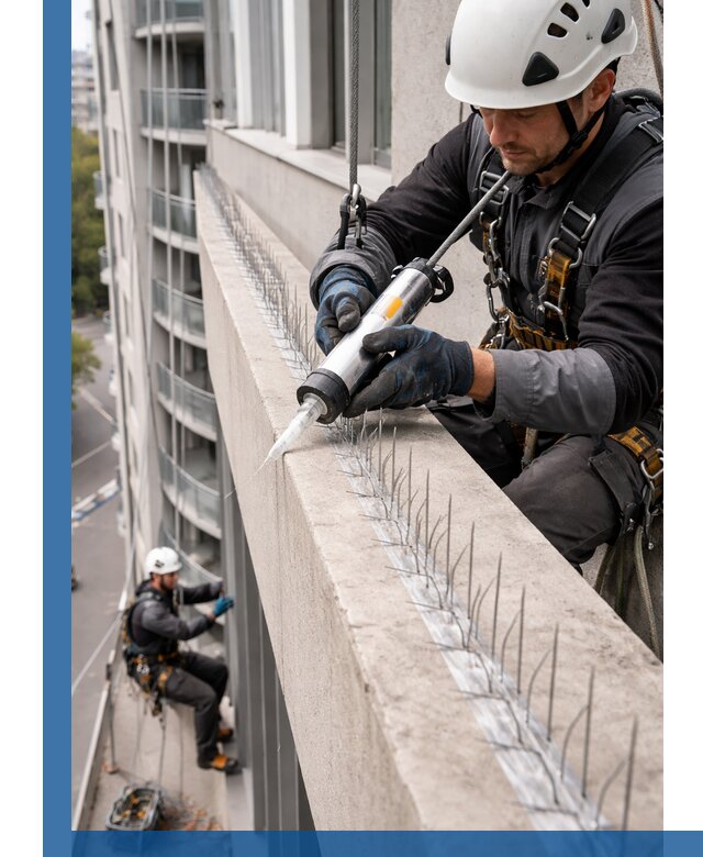 Установка шипов от птиц на фасадах и кровлях в Кондопоге